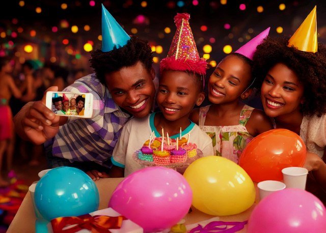 kid birthday party place Baltimore, MD Players Fun Zone Happy family taking a photo